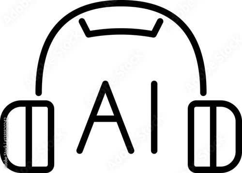 AI support headset icon outline - Editable Stroke SVG, fully scalable.