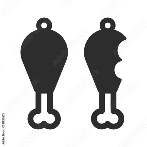 Chicken leg designs for earrings, pendant or keychain. Funny jewelry laser and plotter cut template. Cnc cutting with metal, wood or leather. Vector silhouette