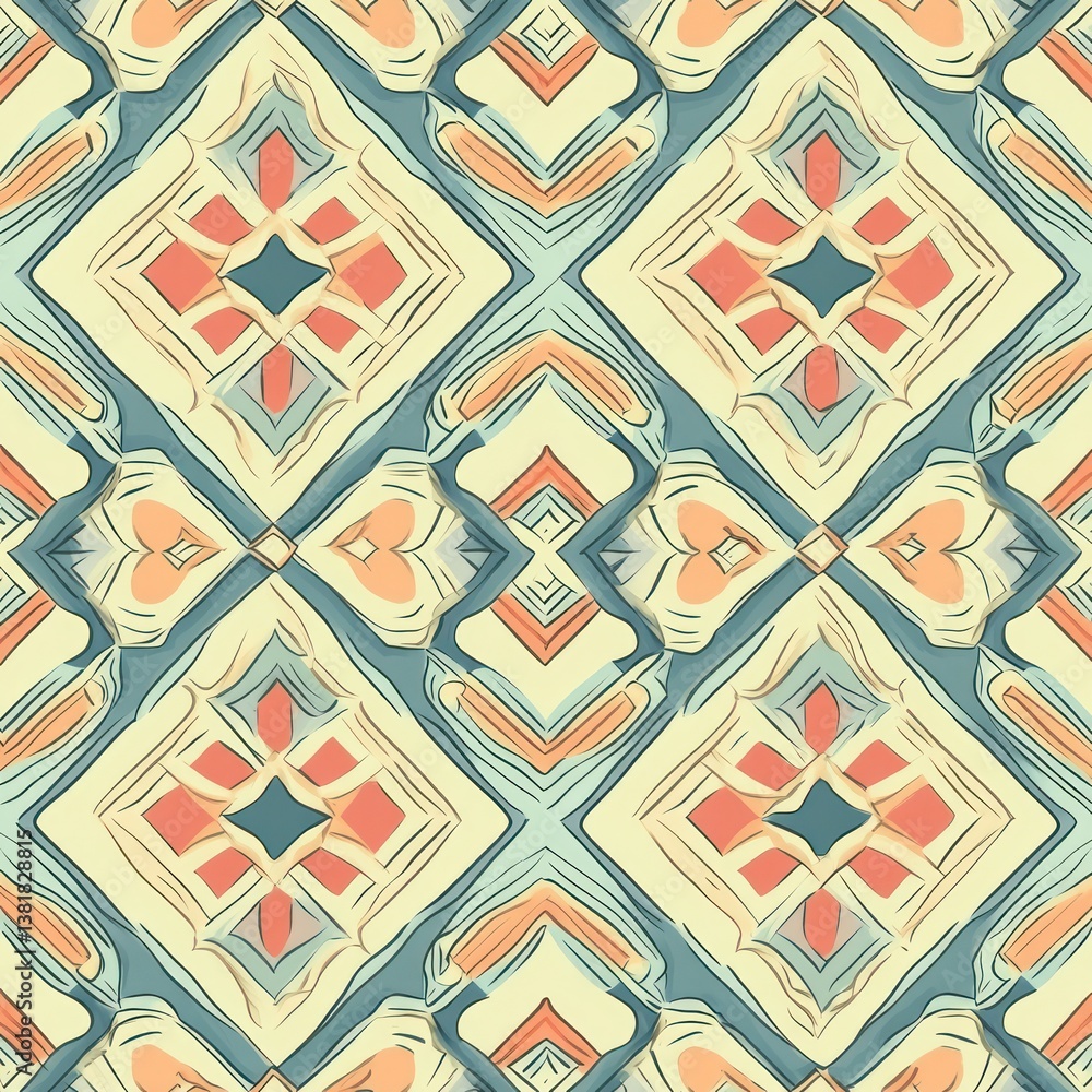 Art Deco Inspired Seamless Geometric Pattern in Pastel Colors Art Deco Inspired Seamless Geometric Pattern in Pastel Colors