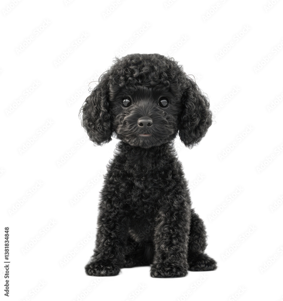 Transparent background image isolate into png . Adorable Black Poodle Puppy Sitting on Transparent Background Transparent background image isolate into png . Adorable Black Poodle Puppy Sitting on Transparent Background