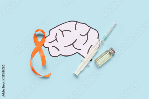 Paper brain with ampule, sy...