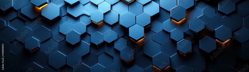 Futuristic Geometric Background with Black Hexagons and Glowing Blue Gradient for Website Header Futuristic Geometric Background with Black Hexagons and Glowing Blue Gradient for Website Header