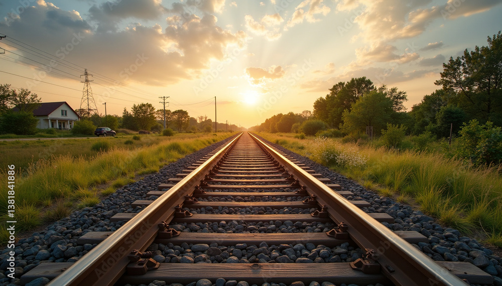 Fototapeta premium railway in the morning