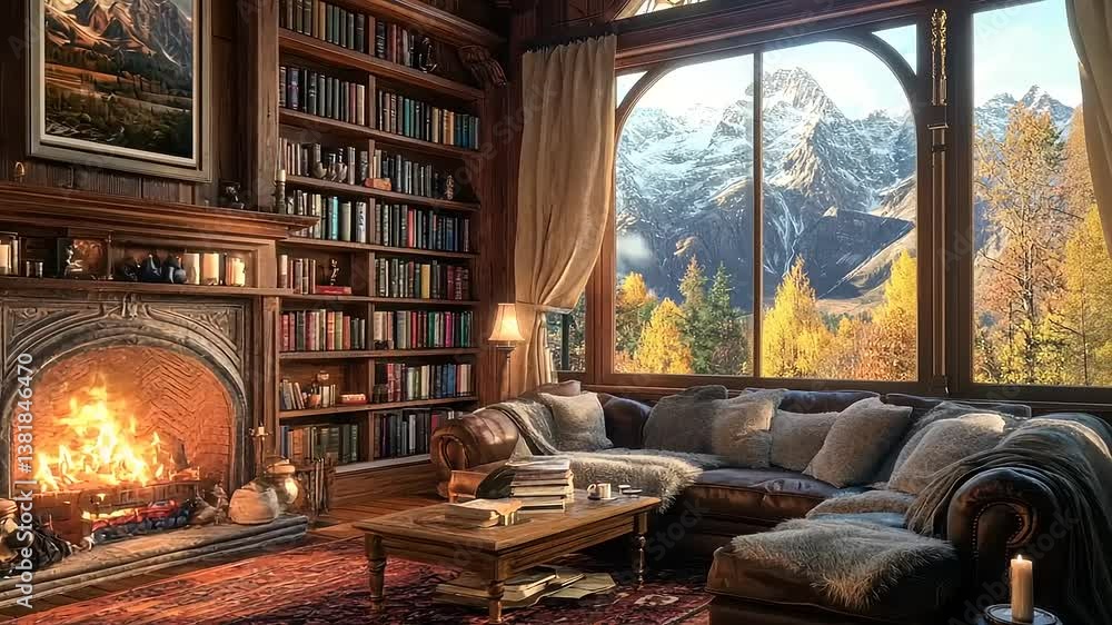 Cozy Mountain View Library: A Winter's Day Dream Cozy Mountain View Library: A Winter's Day Dream