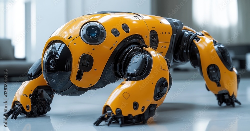 Futuristic Robotic Dog Presentation at Technology Expo in Minimalist Gallery Futuristic Robotic Dog Presentation at Technology Expo in Minimalist Gallery