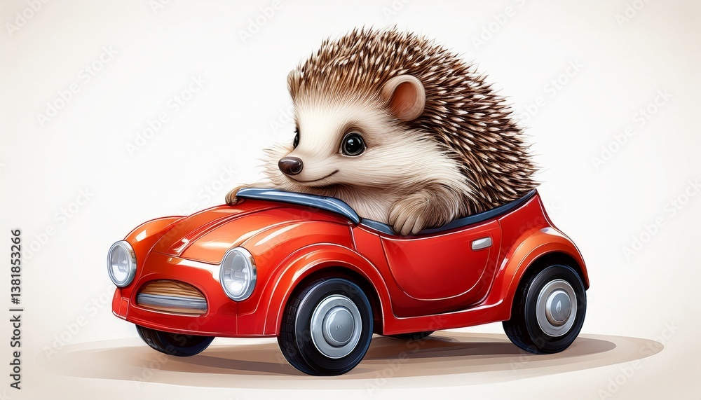 Fototapeta Igel im rotem Auto