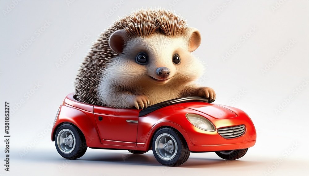 Fototapeta Igel im rotem Auto