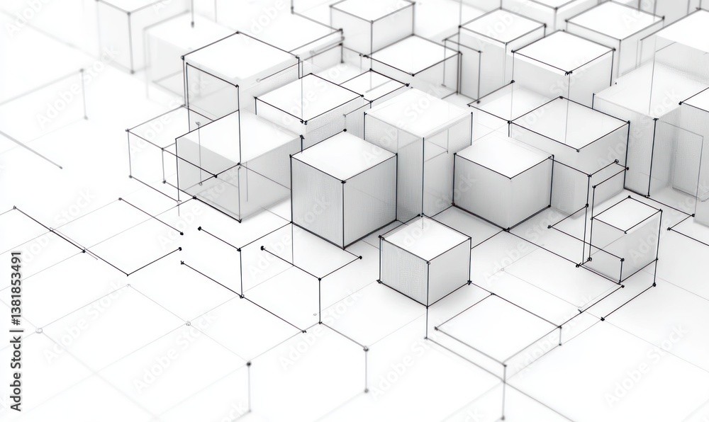 Isometric Geometric Pattern of Interconnected Hexagonal Cubes Abstract Design with Modern Line Art Isometric Geometric Pattern of Interconnected Hexagonal Cubes Abstract Design with Modern Line Art