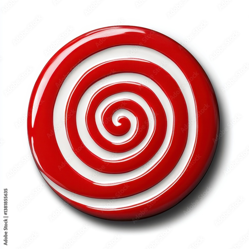 Red and White Spiral Design on Circular Object Red and White Spiral Design on Circular Object