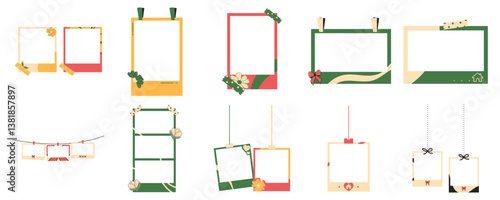 Set of cute flower polaroid photo frame