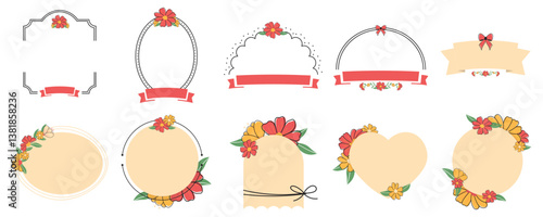 Set of mother's day flower text frame