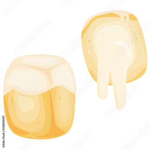 illustration of thai milk bun with cream filling