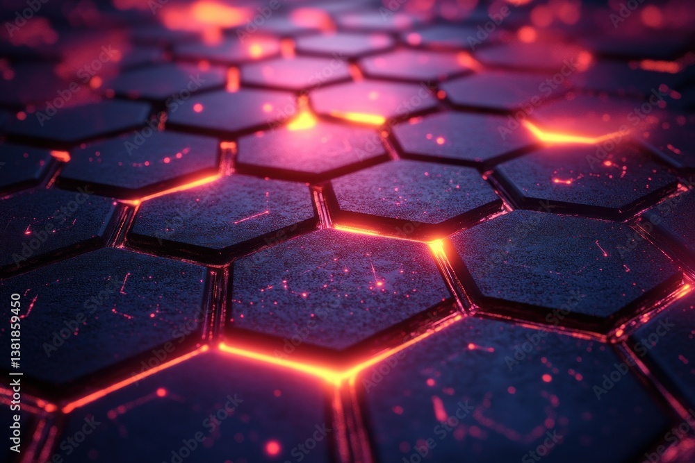 Obraz premium Futuristic Science Technology Banner Geometric Hexagonal Background Molecular Structure Digital Innovation Header