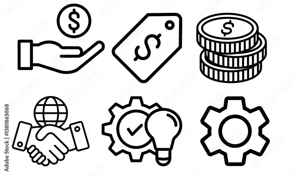 Business and Finance Icon Set - Vector Line Art Business and Finance Icon Set - Vector Line Art