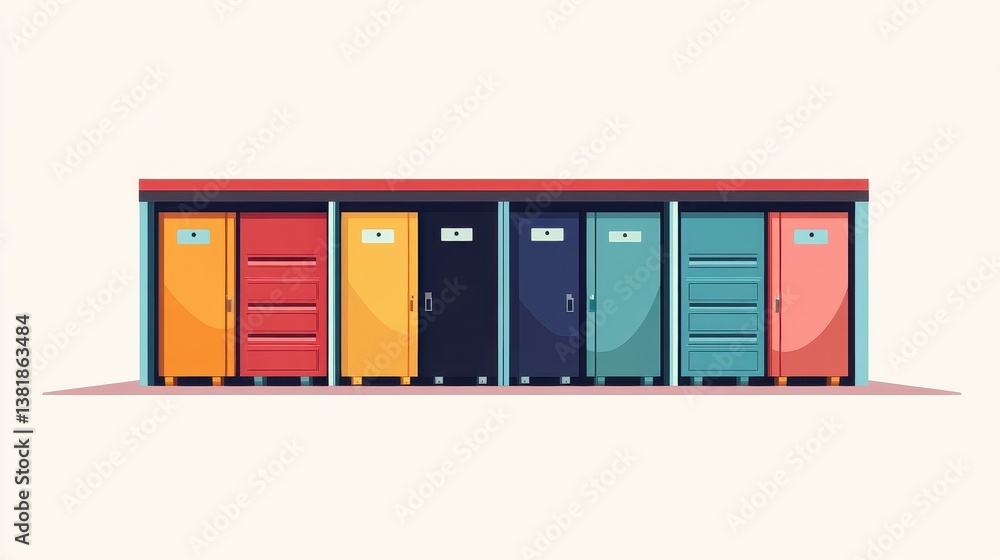 Obraz premium Open storage container with visible interior compartments flat design side view warehouse storage theme water color Triadic Color Scheme.