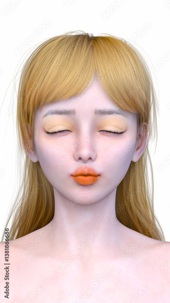 女性の顔アップ 3DCGレンダリング 女性の顔アップ 3DCGレンダリング