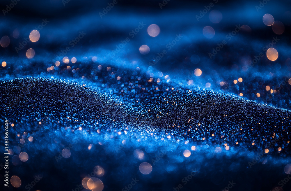 Blue glittering background with defocused light and glowing particles Blue glittering background with defocused light and glowing particles