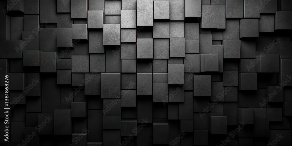 Monochromatic Geometric Pattern of 3D Cubes with Ambient Lighting in Grayscale Monochromatic Geometric Pattern of 3D Cubes with Ambient Lighting in Grayscale