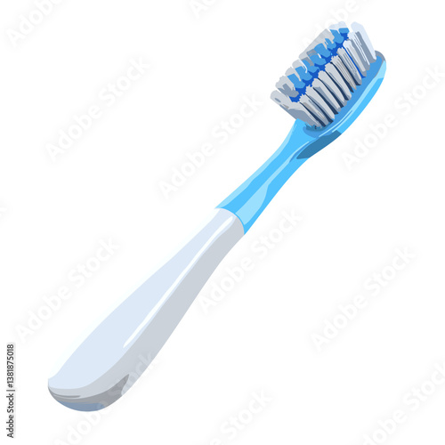 Icon of a toothbrush in white and blue colors, clean and fresh design, symbolizing oral hygiene