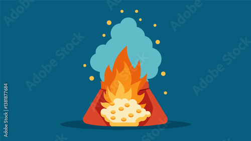 A bag of kettle corn popped over an open fire and sprinkled with a touch of sea salt perfect for a sweet and savory snack.. Vector illustration