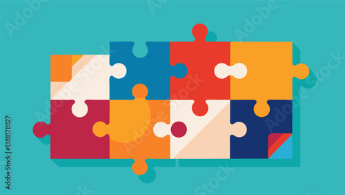 A jigsaw puzzle forming and coming apart depicting the constant rearrangement of data in a network.. Vector illustration