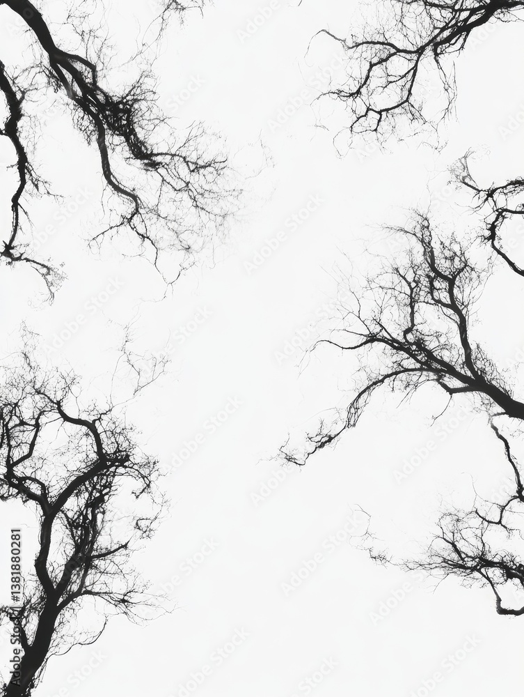 Fototapeta premium Winter Branches for Sky Frame, Nature Minimalism.