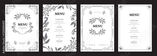 Elegant Restaurant Menu Templates Floral Frame Designs