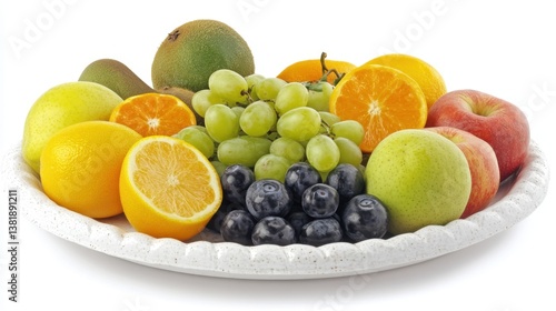 A bright and fresh meal plate with an assortment of fruits and vegetables, promoting healthy eating and natural nutrition.