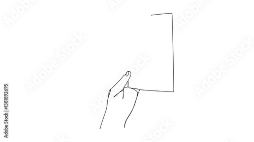 line drawing animation of hand holding a book being read