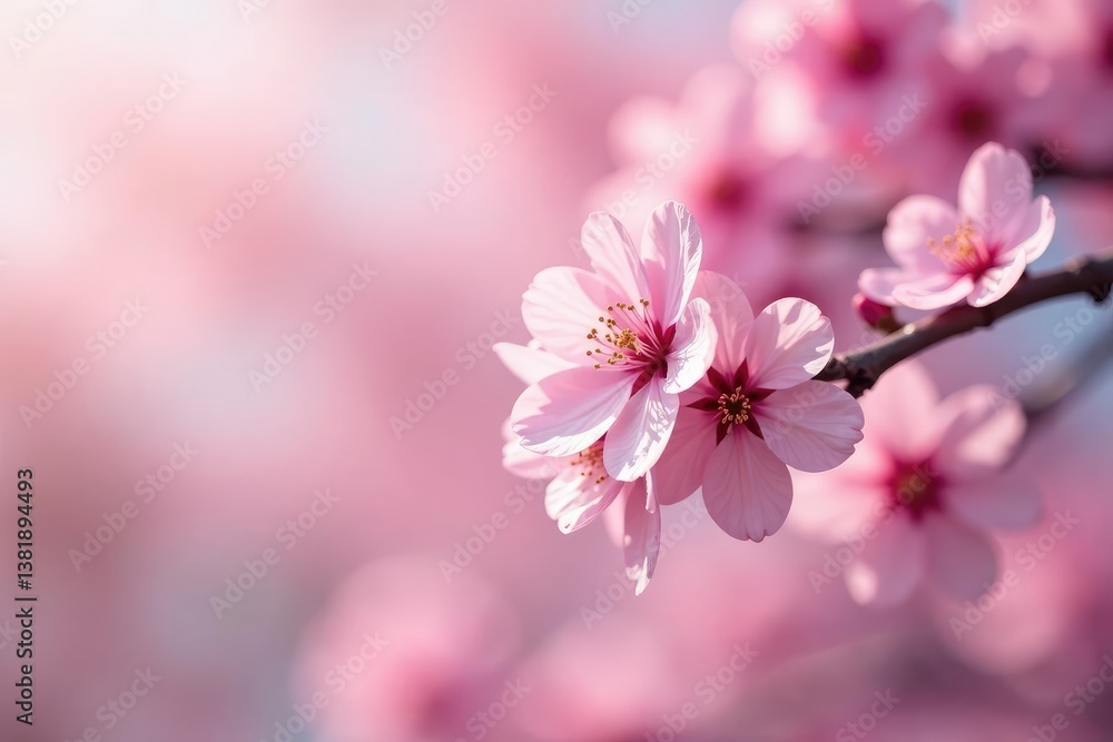 Fototapeta premium Delicate pink sakura blossoms, full bloom, soft petals , vector, spring