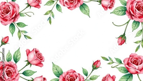 Wallpaper Mural Delicate watercolor roses, leaves, and buds in a repeating pattern , fabric, background Torontodigital.ca