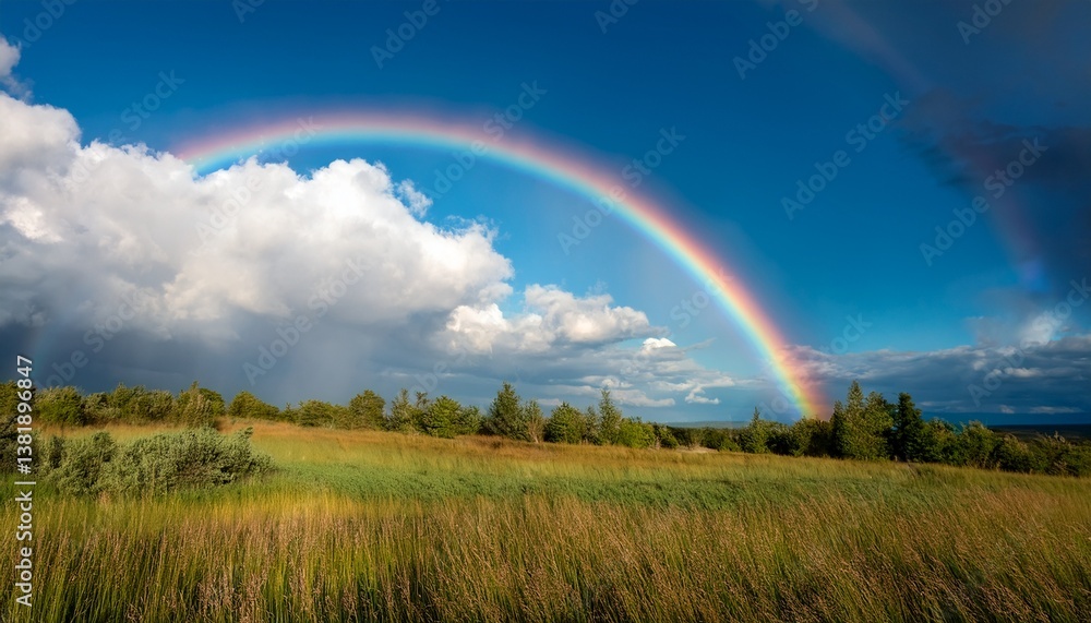 Naklejka premium 雨上がりの虹の空