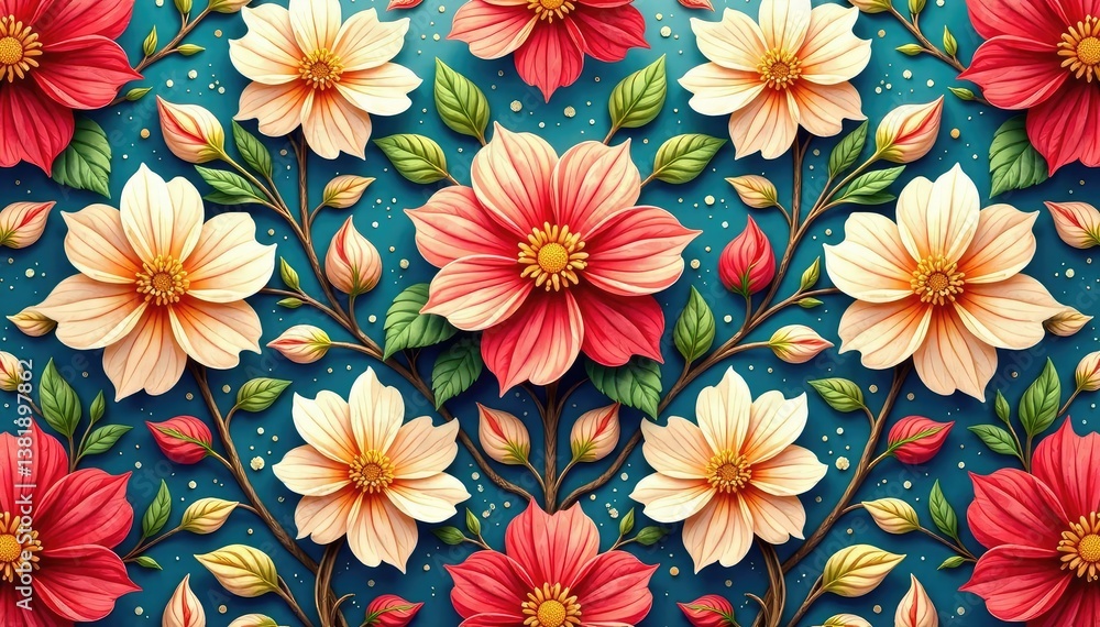 Intricate floral design, repeating seamlessly , seamless, digital Intricate floral design, repeating seamlessly , seamless, digital