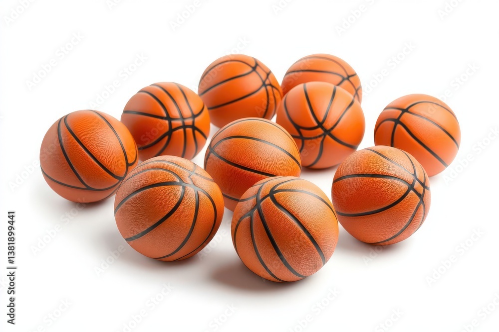 A flock of basketballs isolated on a white background, showcasing vibrant orange color and textured surface, ideal for sports, fitness, and athletic themes. A flock of basketballs isolated on a white background, showcasing vibrant orange color and textured surface, ideal for sports, fitness, and athletic themes.
