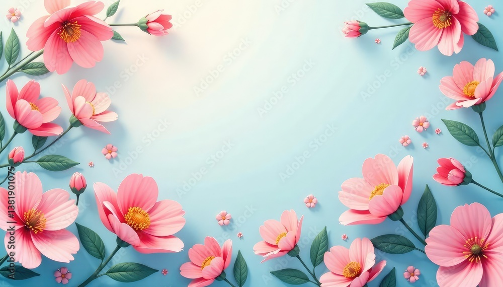 Fototapeta premium Subtle floral motif, pastel shades for social media, botanical, texture, elegant