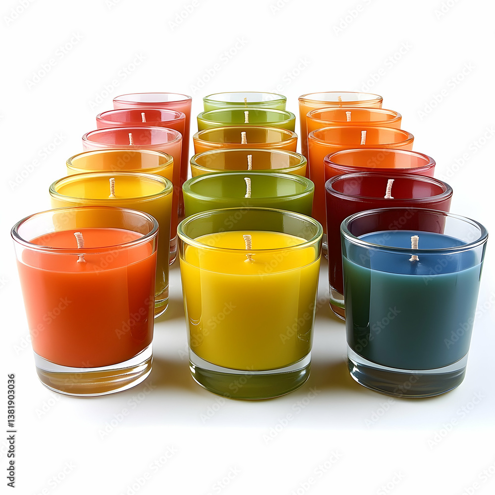 Colorful candles arranged on white background (1) Colorful candles arranged on white background (1)