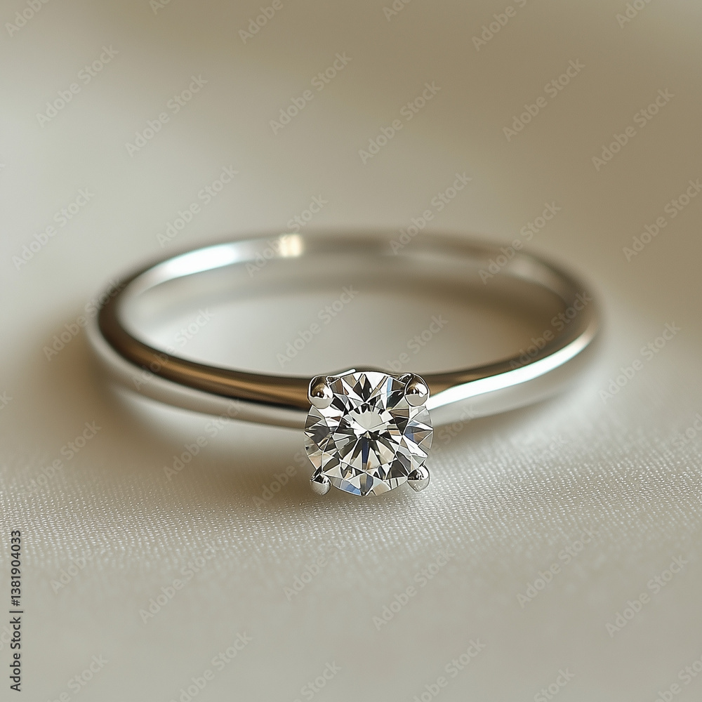 A dainty diamond ring with a small round diamond and delicate band design A dainty diamond ring with a small round diamond and delicate band design