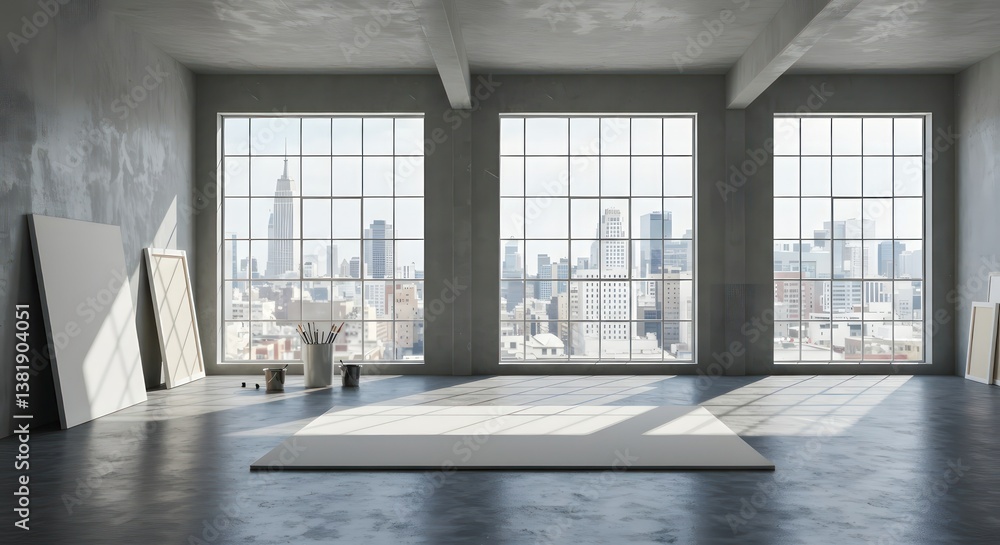 Artists Loft with City View, and Canvas. Artists Loft with City View, and Canvas.