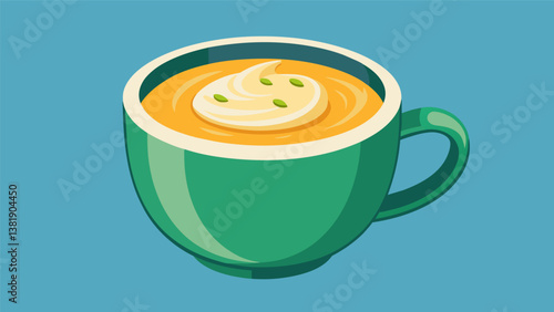A small cup of creamy clam chowder a nod to the classic New England comfort food.. Vector illustration