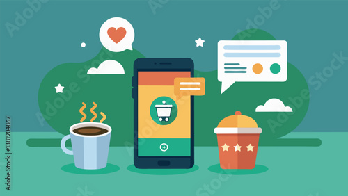 A mobile app notification from a coffee shop offering a personalized loyalty reward based on the users frequent visits and coffee preferences.. Vector illustration