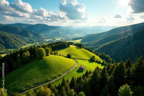 Integrated, uninterrupted landscape view from a drone, vista, drone, adventure