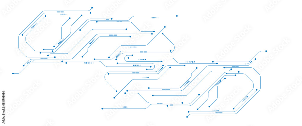 Obraz premium Abstract digital technology futuristic internet network speed connection white and blue background. High technology concept with circuit board texture on white background