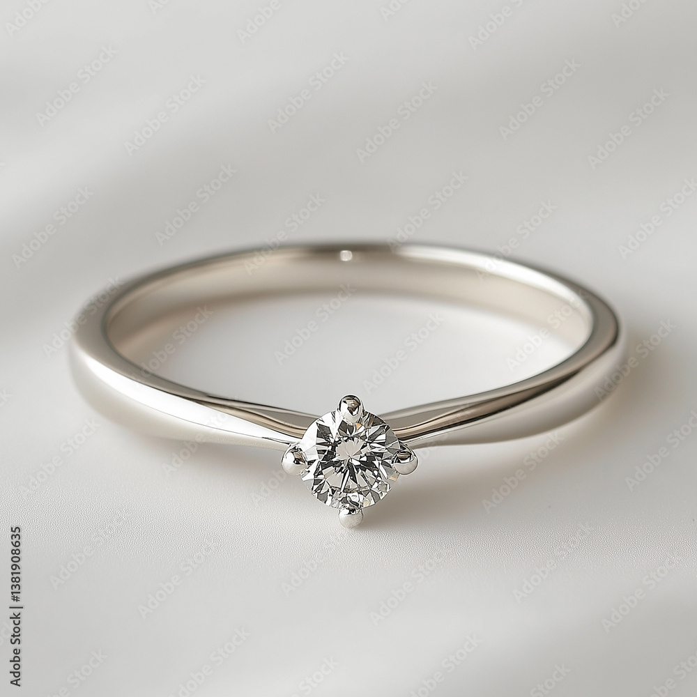 A dainty diamond ring with a small round diamond and a delicate setting for a refined design A dainty diamond ring with a small round diamond and a delicate setting for a refined design