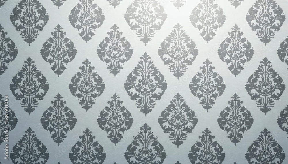 Subtle gray damask pattern with a geometric undertone , motif, contemporary Subtle gray damask pattern with a geometric undertone , motif, contemporary
