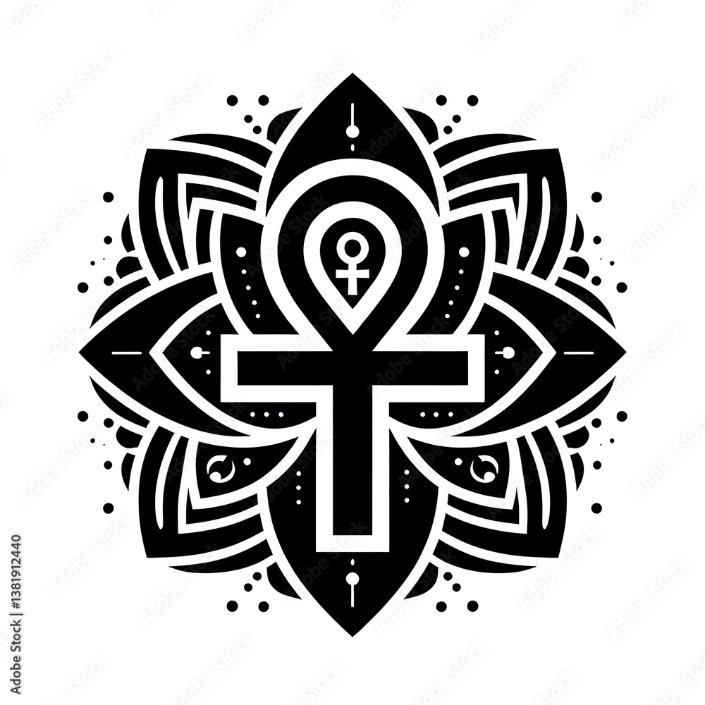 Ankh and Lotus Silhouette Emblem Ankh and Lotus Silhouette Emblem