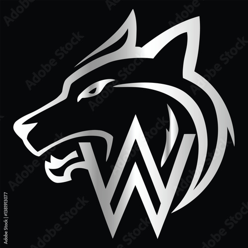 
Fox head Vector illustration. Letter W Monogram design wolf face vector  template.