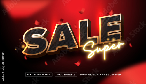 Text effect editable vector graphic of sale super black gold, perfect for sale promo banner on poster, social media feed, etc.