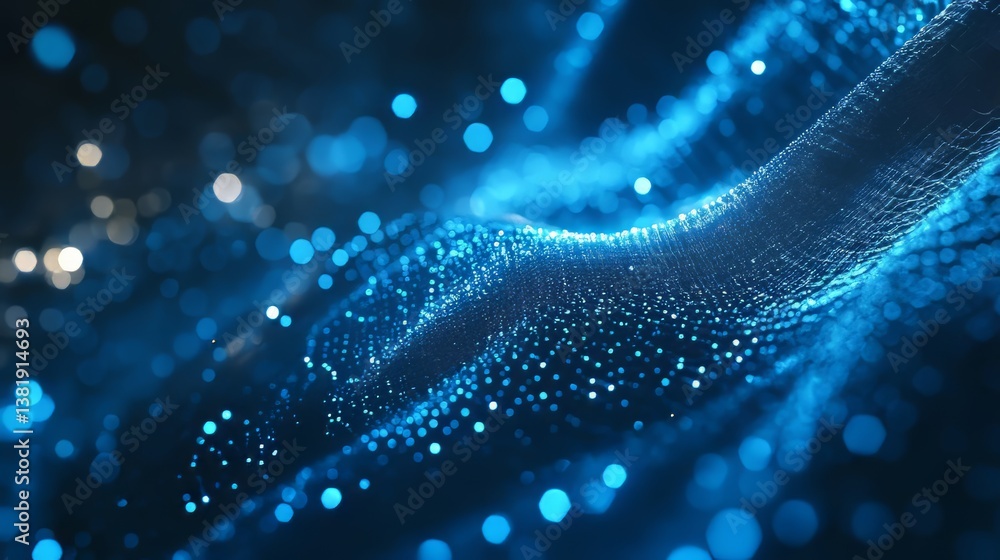 Abstract wave pattern of blue and white glittering light particles, a modern and futuristic design. Abstract wave pattern of blue and white glittering light particles, a modern and futuristic design.