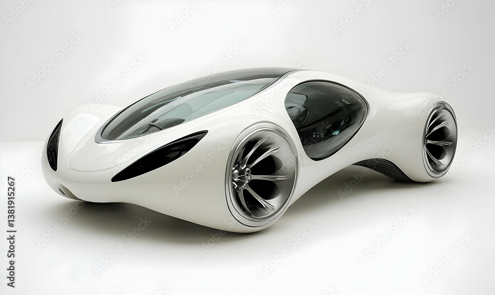 Futuristic white car, studio shot, sleek design, innovation concept Futuristic white car, studio shot, sleek design, innovation concept