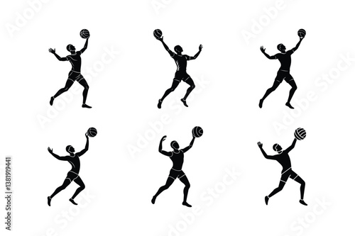 Dynamic Soccer Players in Action Silhouettes
